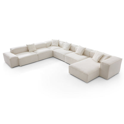 Freedom Modular Beige U Shaped Sectional Sofa-Beige-177.2"-Low & High