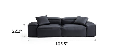 Cube Modular Black Genuine Leather Sofa