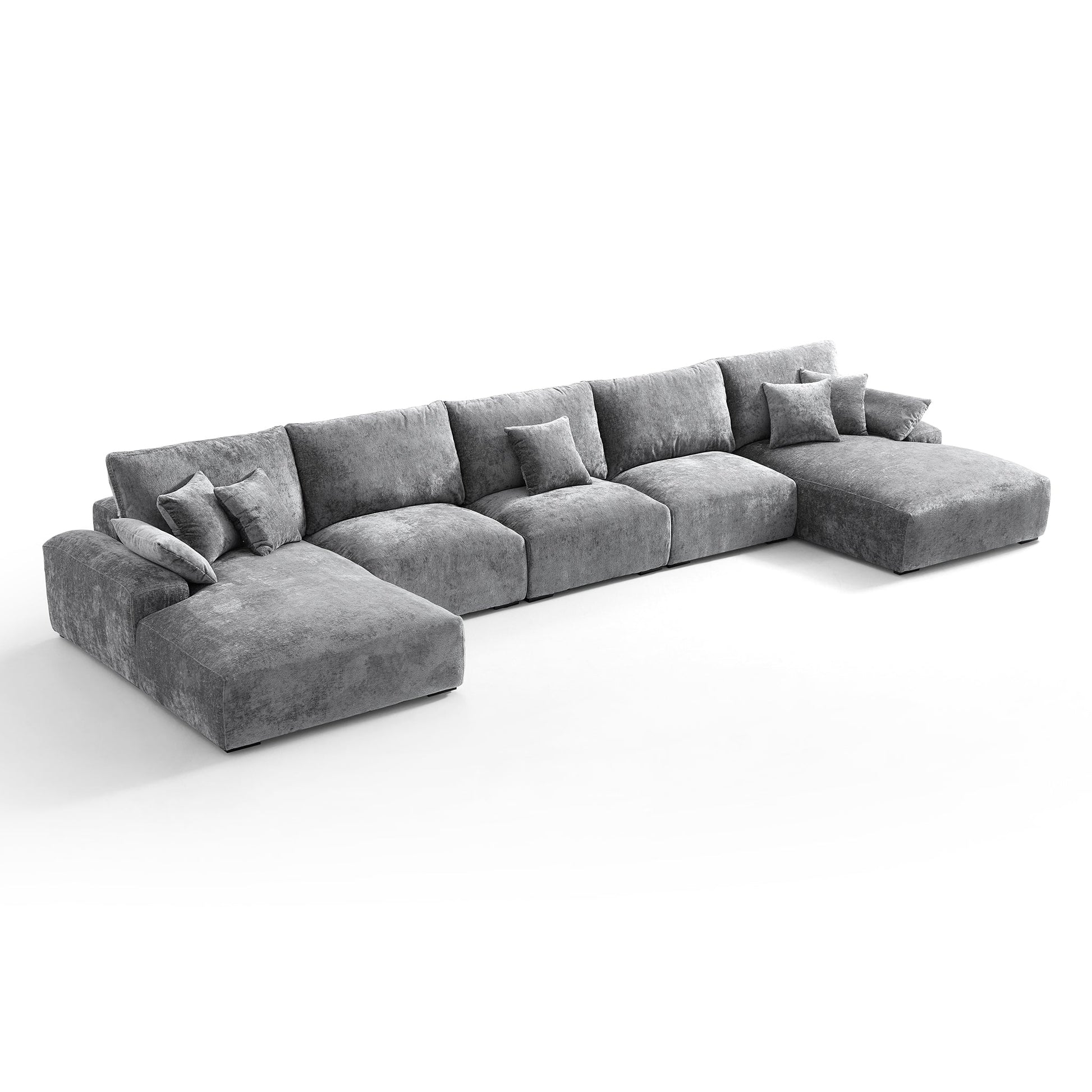 The Empress Gray U Shaped Sectional Sofa-Gray-196.9"