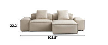 Cube Modular Beige Genuine Leather Double-Sided Sectional