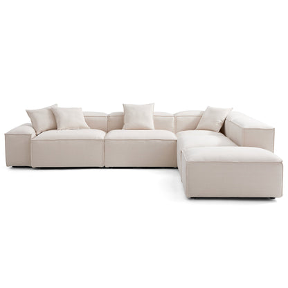 Freedom Modular Khaki L Shaped Sectional and Ottoman-Khaki-143.7"-Low