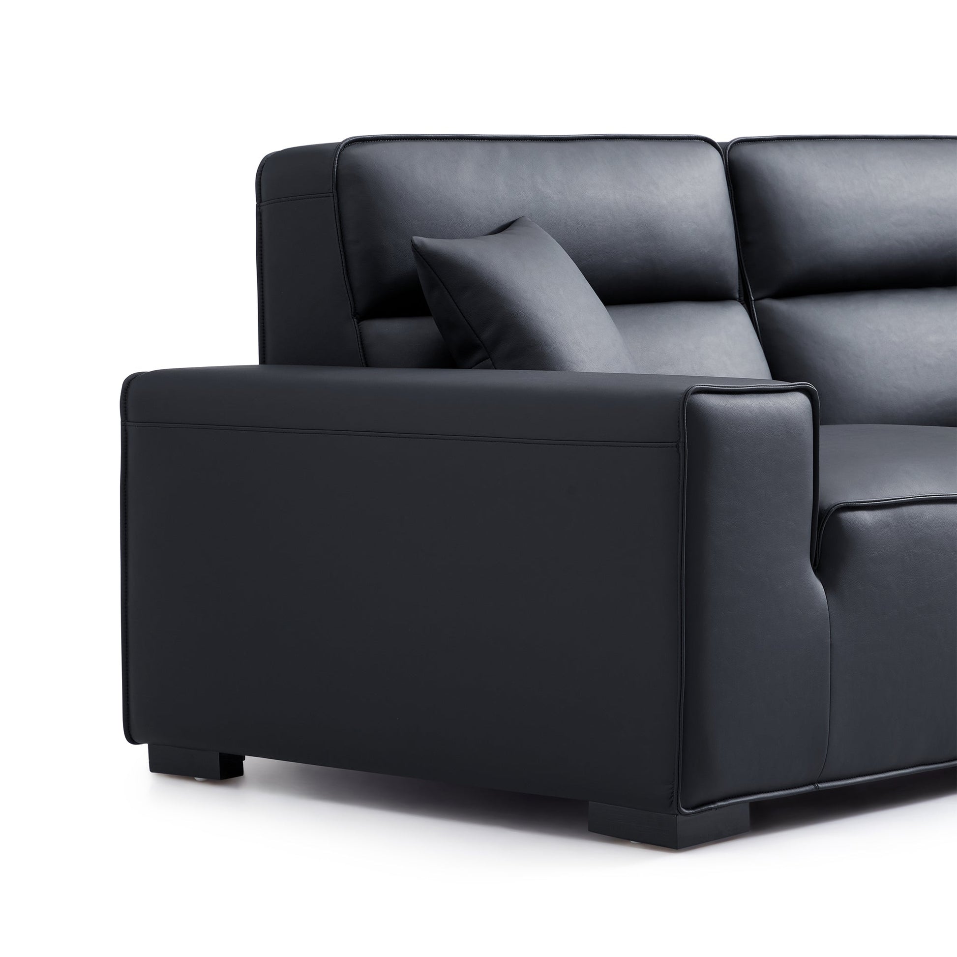 Domus High Back Modular Leather Sofa-Black