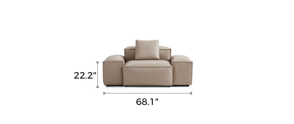 Cube Modular Khaki Genuine Leather Armchair