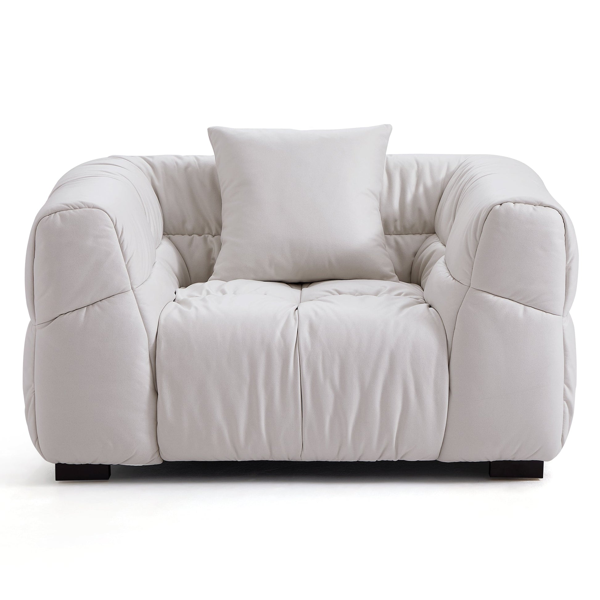 Boba Cream Leathaire Armchair-White