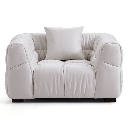 Boba Cream Leathaire Armchair-White