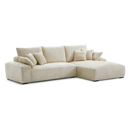 The Empress Beige Sectional-Beige-115.4"-Facing Right