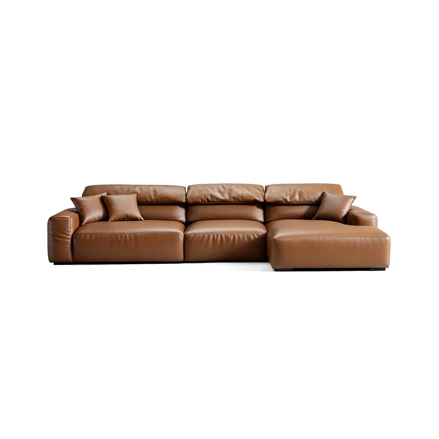 Chestnut Brown Leather Sectional