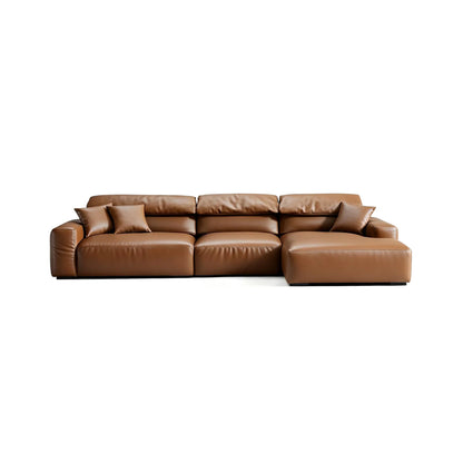 Chestnut Brown Leather Sectional