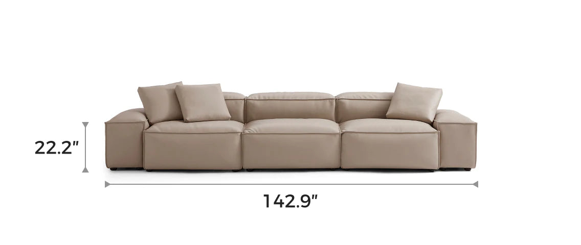 Cube Modular Khaki Genuine Leather Sofa