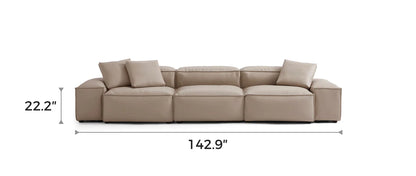 Cube Modular Khaki Genuine Leather Sofa