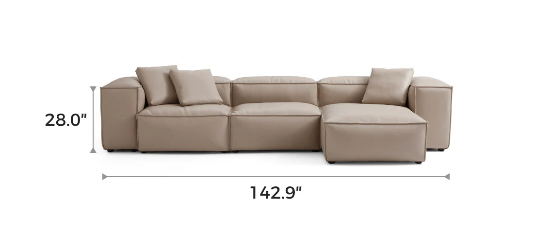 Cube Modular Khaki Genuine Leather Double-Sided Sectional