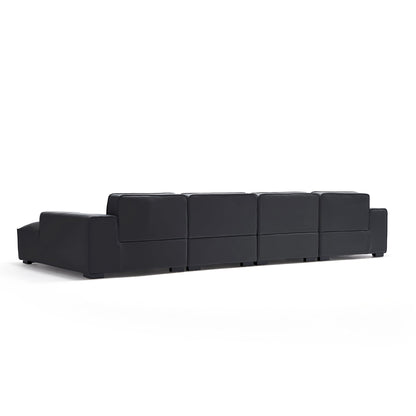 Domus Modular Dark Gray Leather U Shaped Sectional Sofa-Black-157.5″