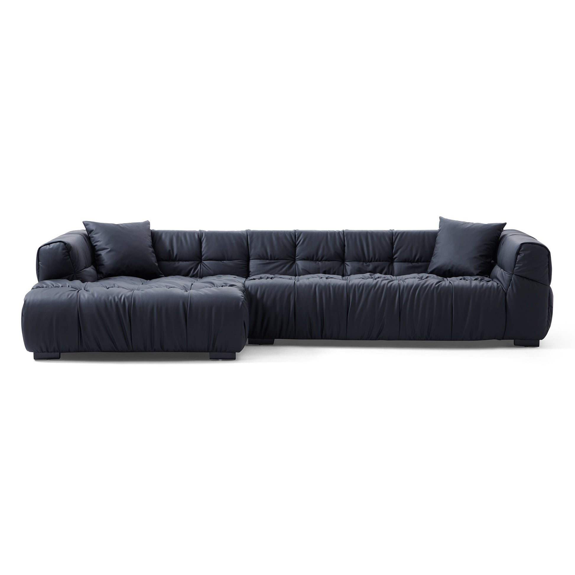 Boba Black Leathaire Sectional Set-Black-118.1″-Facing Left