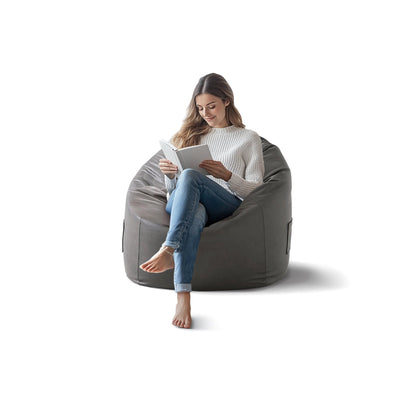 Litton Gray Leathaire Bean Bag-Gray