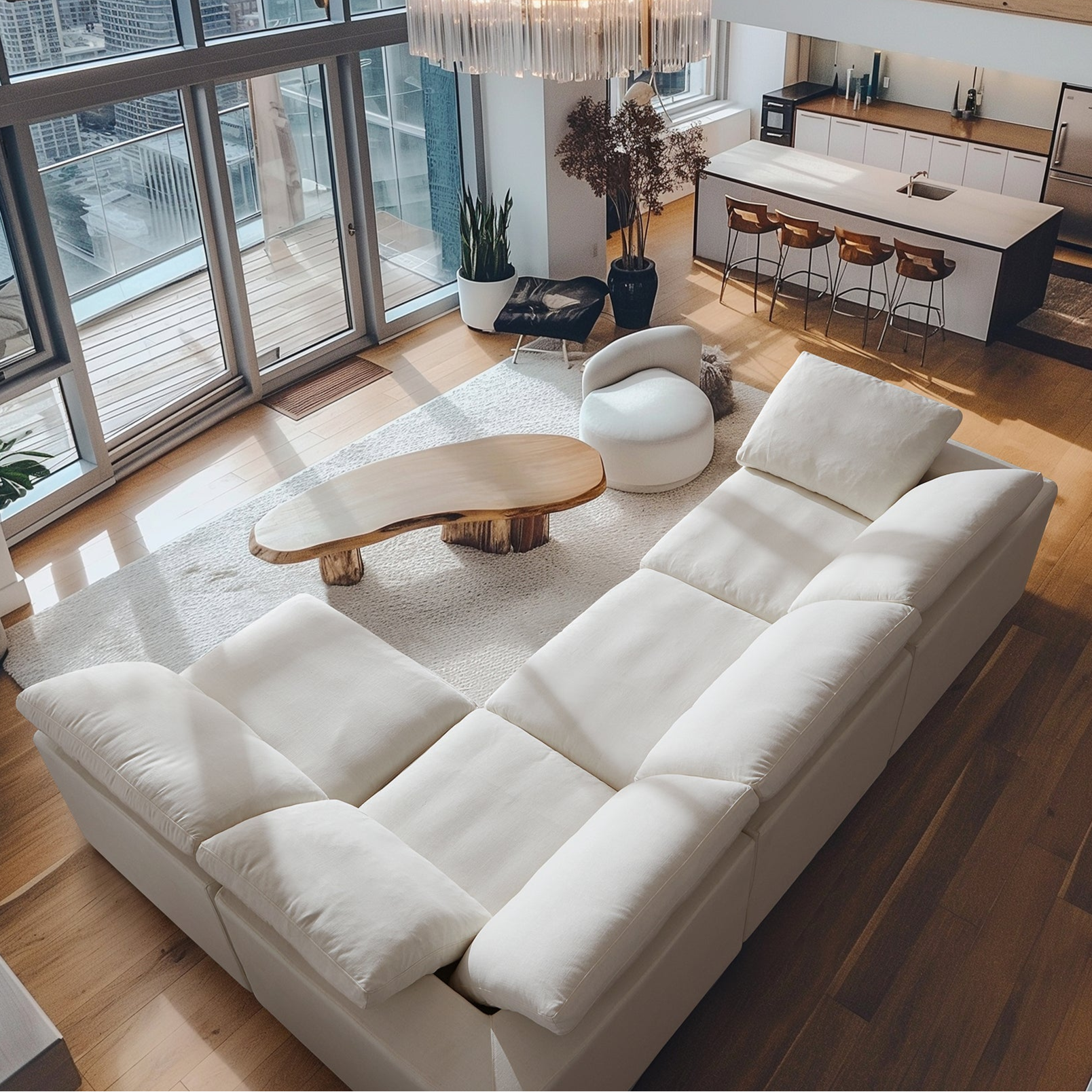 Tender Wabi Sabi Sand L Shaped Sectional-Beige