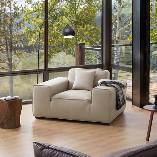 Domus Modular Beige Leather Armchair-Beige