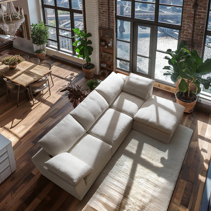 Tender Wabi Sabi Beige Sofa and Ottoman-Beige
