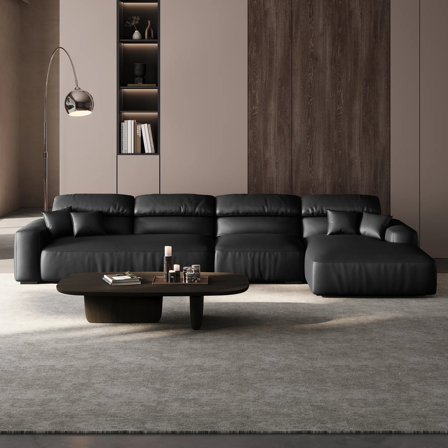Chestnut Brown Leather Sectional
