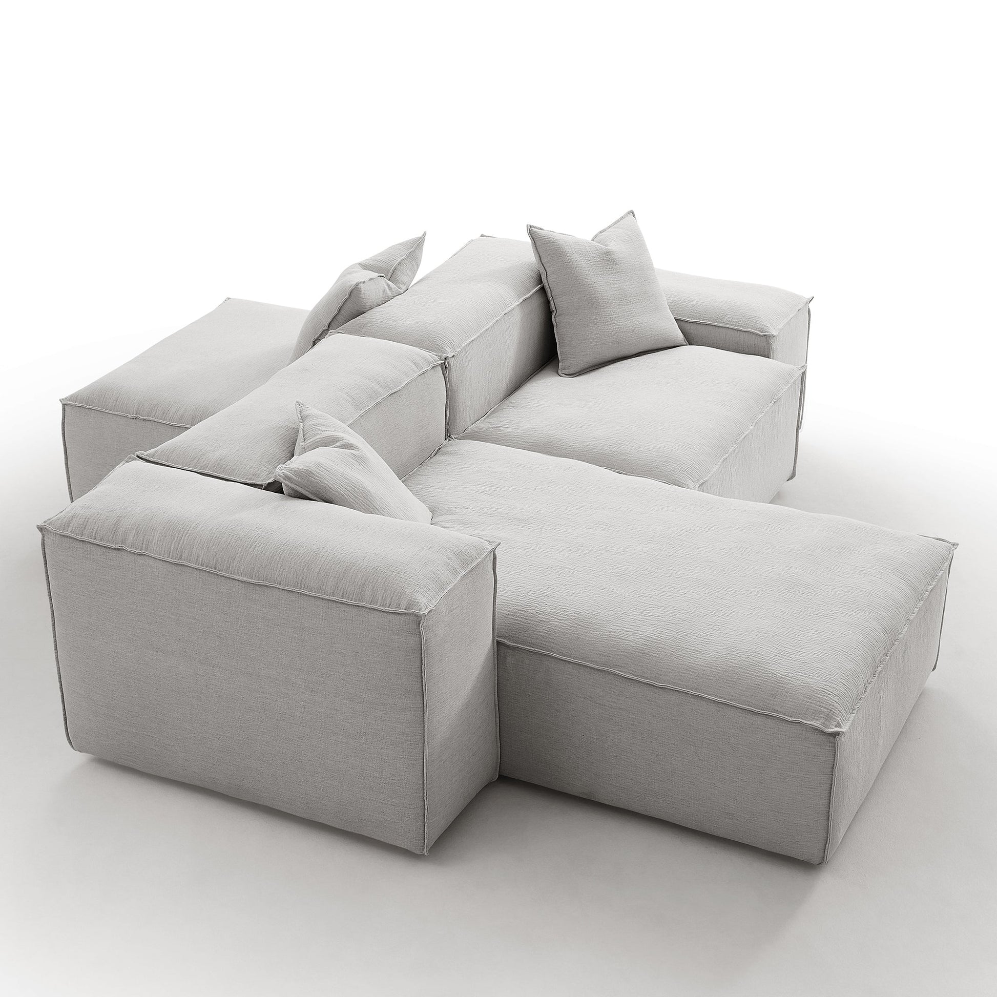 Freedom Modular White Double Sided Sectional Sofa-Gray-106.3″-Low & High
