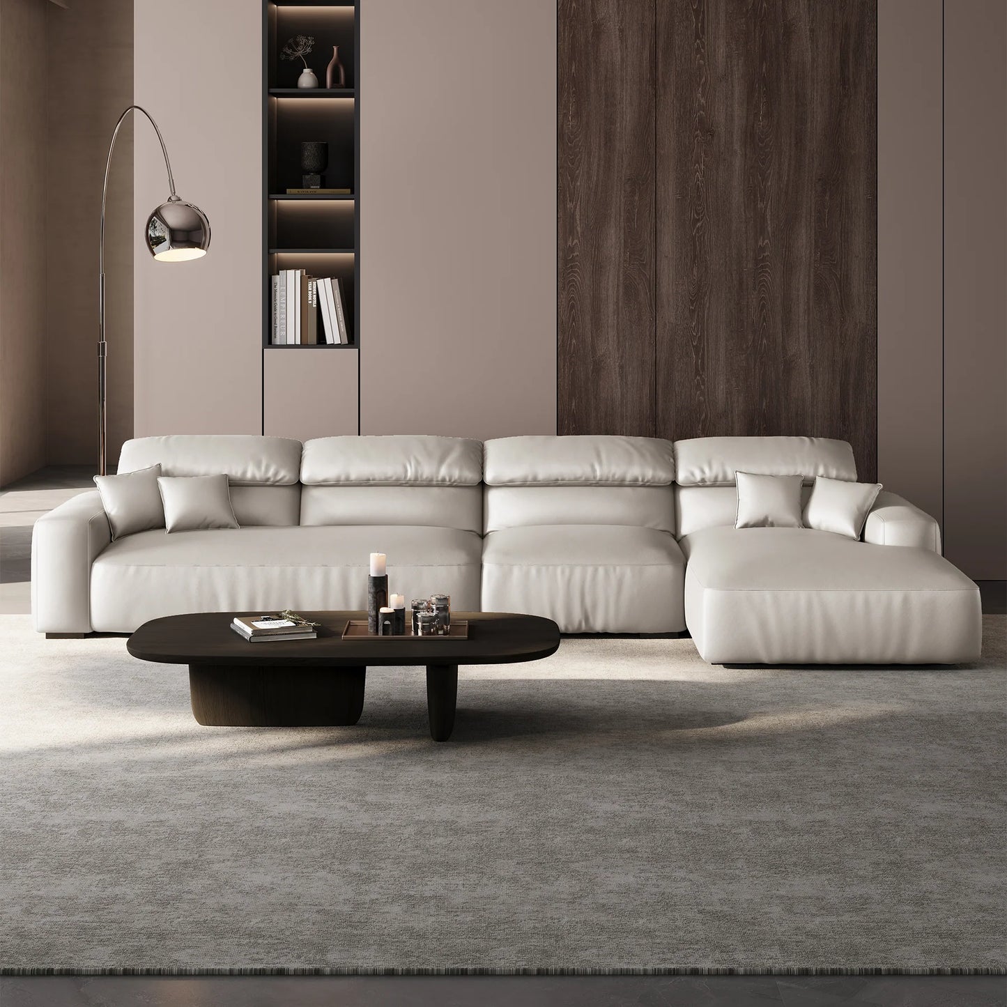Chestnut Brown Leather Sectional
