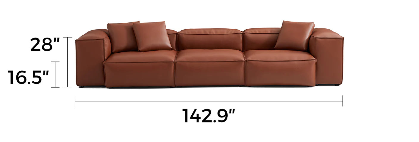 Cube Modular Brown Genuine Leather Sofa