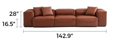 Cube Modular Brown Genuine Leather Sofa