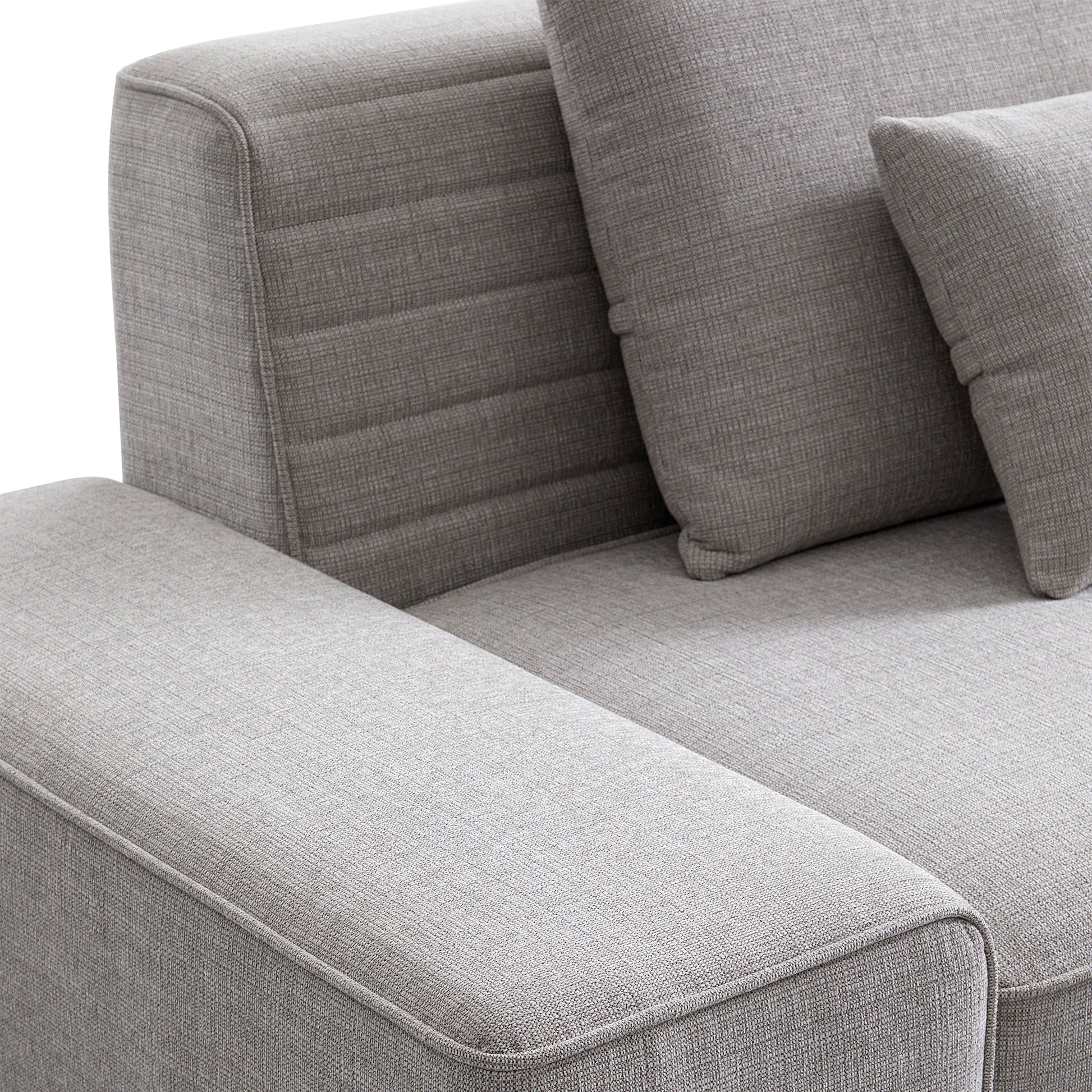 Brandy Channel Tufting Sectional with Coffee Table-Gray