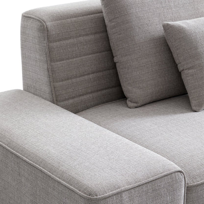 Brandy Channel Tufting Sectional with Coffee Table-Gray