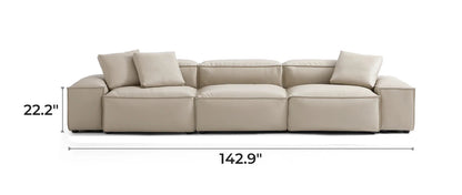 Cube Modular Beige Genuine Leather Sofa