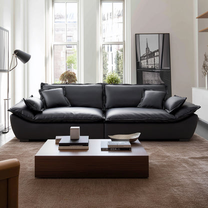 Casper Sailboat Leather Sofa-Black
