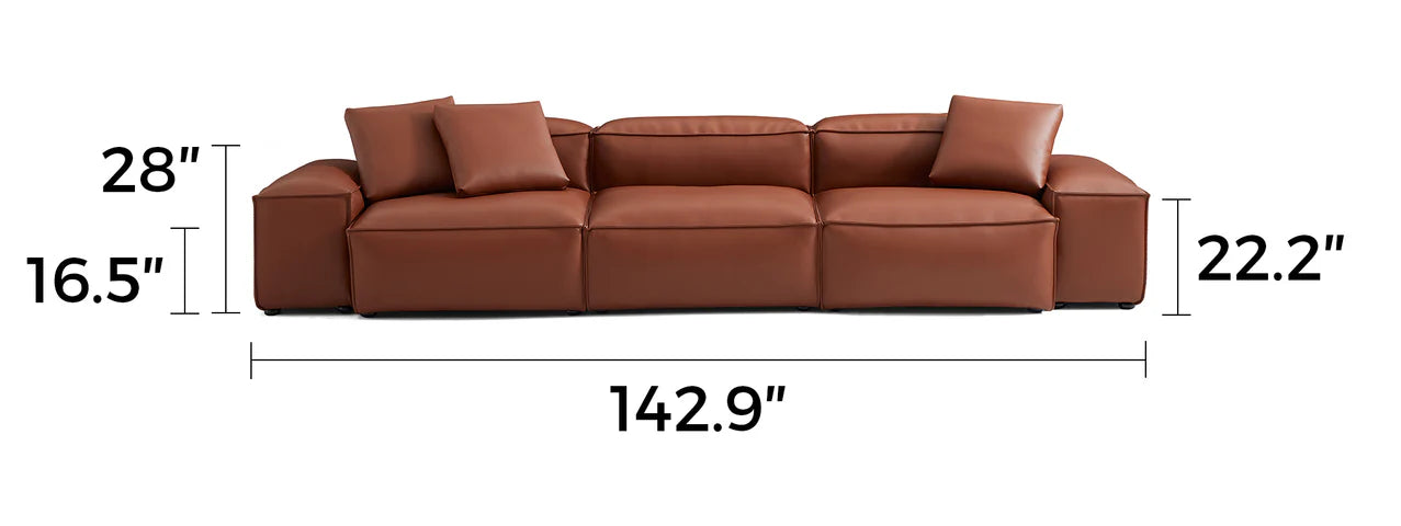 Cube Modular Brown Genuine Leather Sofa