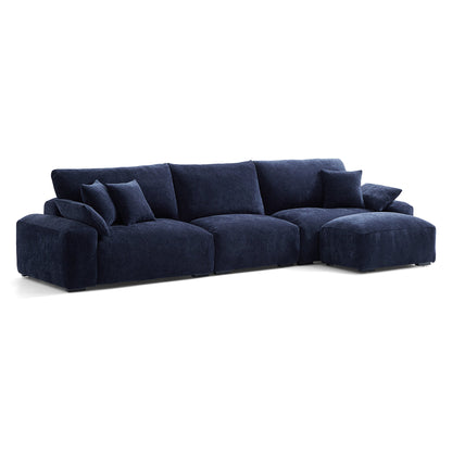 The Empress Navy Blue Sofa and Ottoman-Navy Blue-141.7"