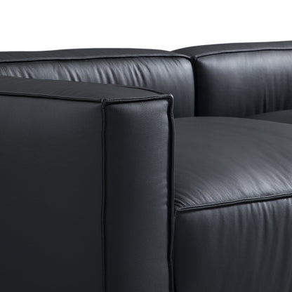 Luxury Minimalist Black Leather Sectional-Black