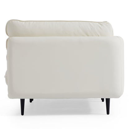 Vanilla White Leather Sofa-White