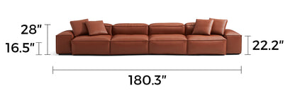 Cube Modular Brown Genuine Leather Sofa
