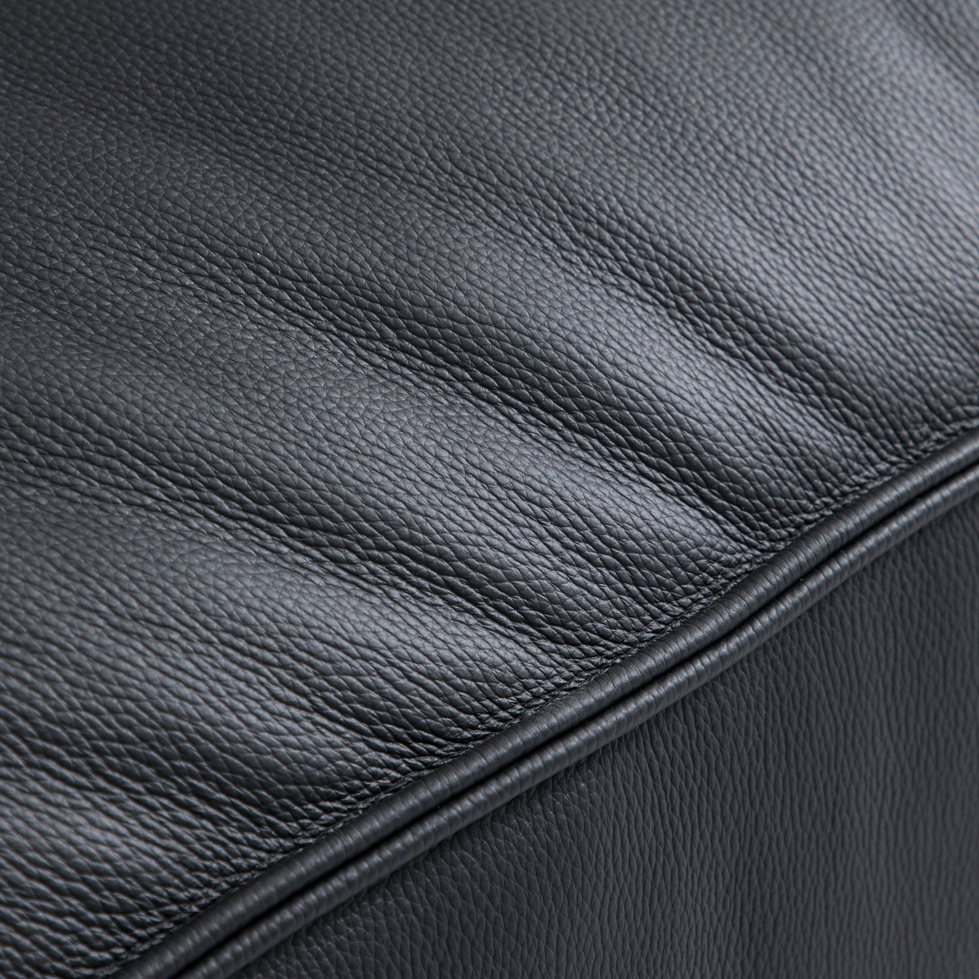 Luxury Minimalist Dark Brown Leather Sofa and Ottoman-Black