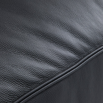 Luxury Minimalist Dark Brown Leather Sofa and Ottoman-Black