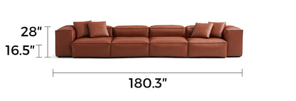 Cube Modular Brown Genuine Leather Sofa