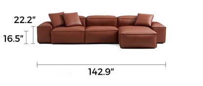Cube Modular Brown Genuine Leather Sectional