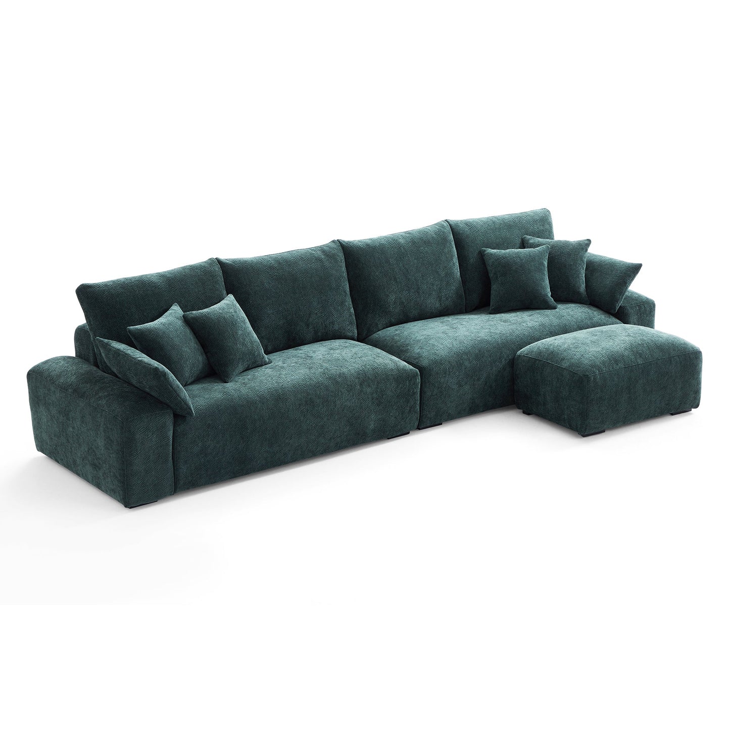 The Empress Green Sofa and Ottoman-Green-140.1″