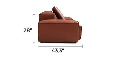 Cube Modular Brown Genuine Leather Corner Sectional With Ottoman