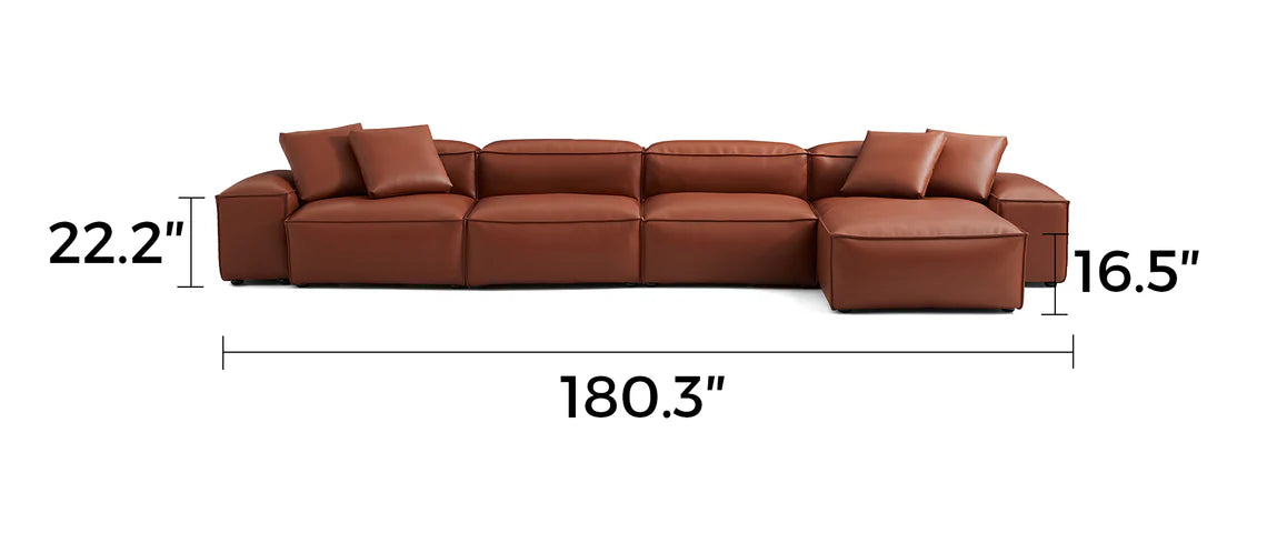 Cube Modular Brown Genuine Leather Sectional