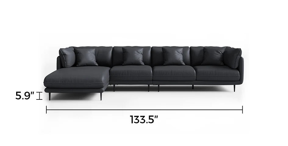 Vanilla Black Leather Sectional