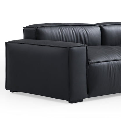 Luxury Minimalist Dark Brown Leather U Shaped Sectional-Black