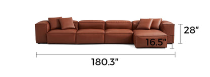 Cube Modular Brown Genuine Leather Sectional
