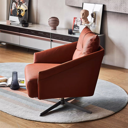 Flamingo Red Fabric Swivel Accent Chair-Red