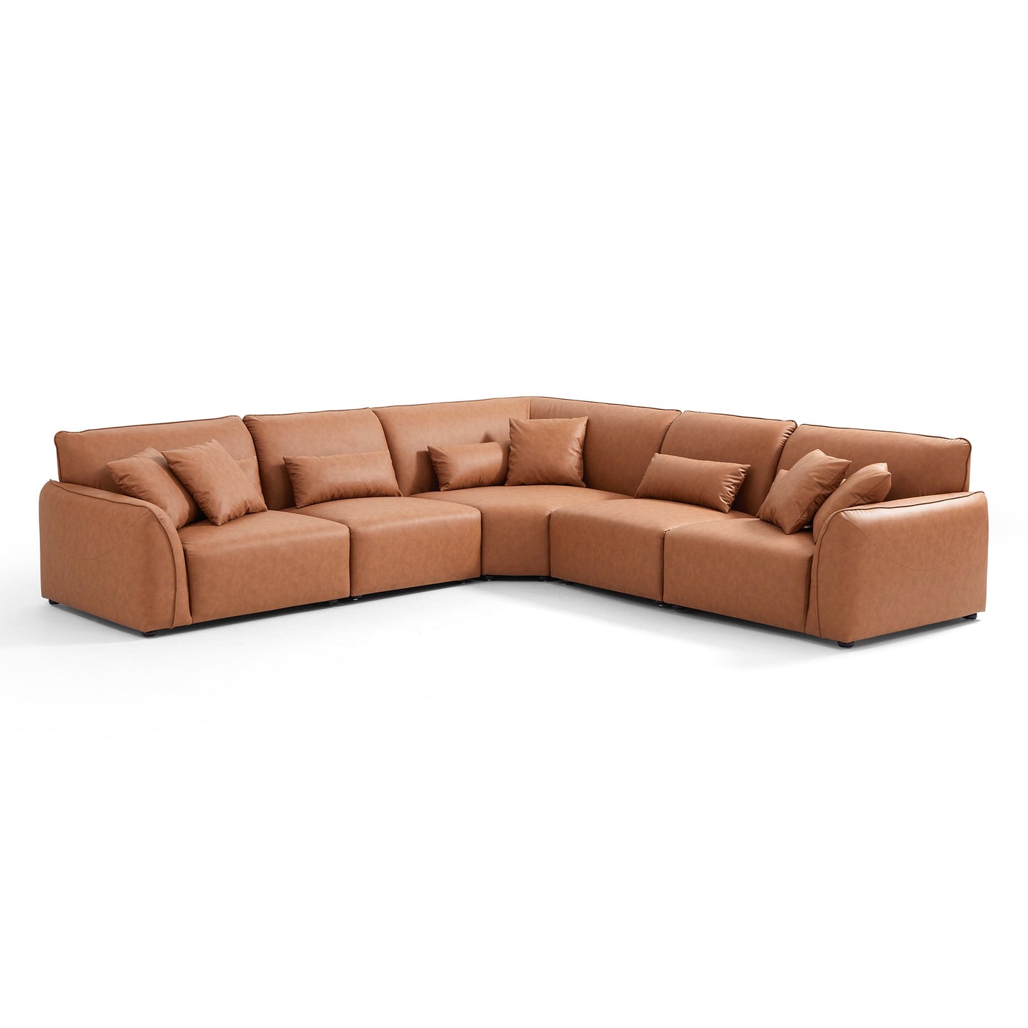 Milano Moda Minimalist Brown Corner Sofa-Brown