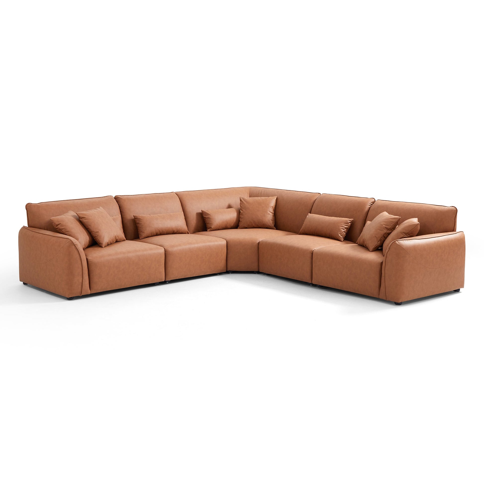 Milano Moda Minimalist Brown Corner Sofa-Brown