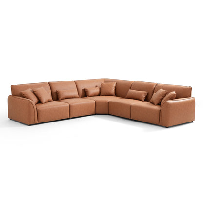 Milano Moda Minimalist Brown Corner Sofa-Brown