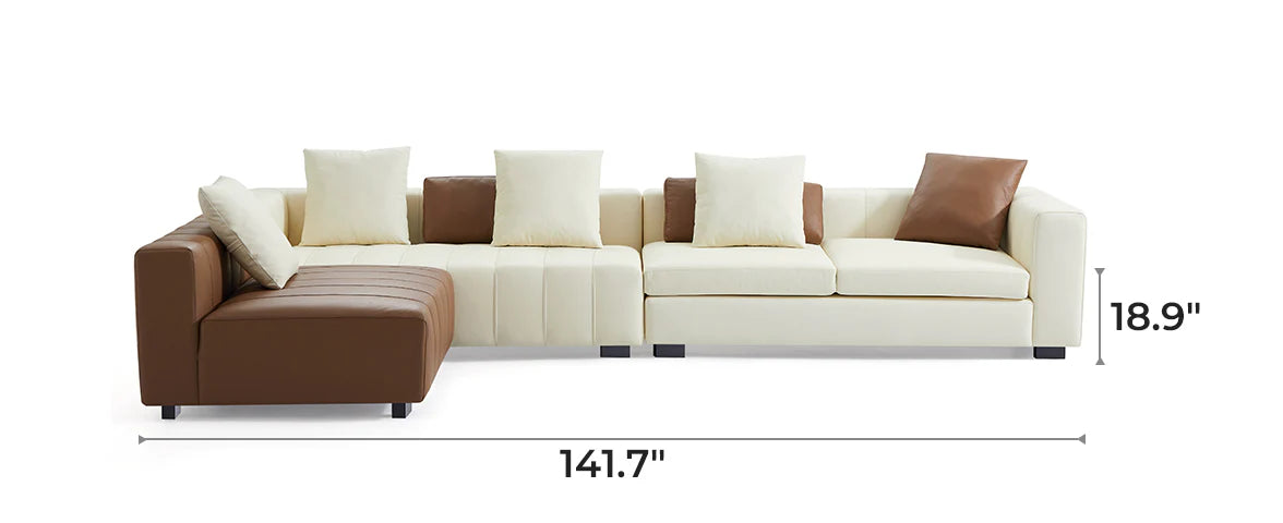 Piano L-Shaped Leather Sectional Sofa